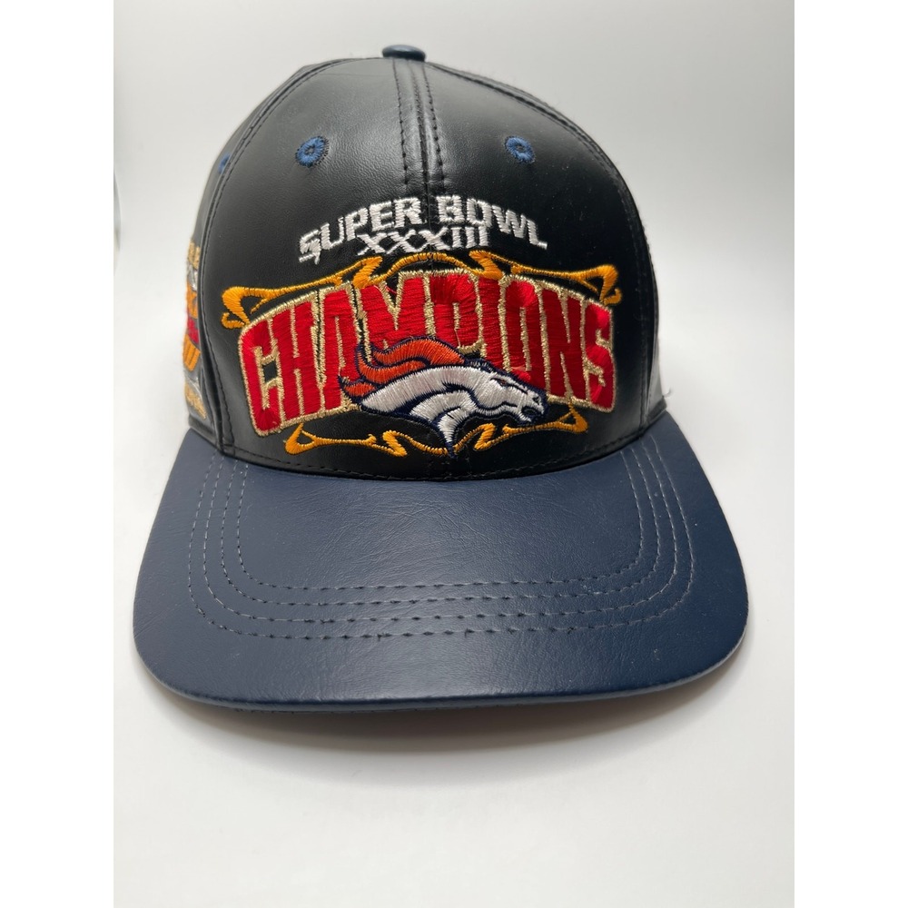 VTG Denver Broncos Super Bowl XXXIII Champions Leather Hat Pro Elite USA Made